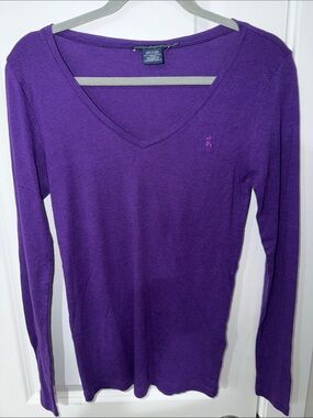Ralph Lauren Purple V-Neck Long Sleeve Tee